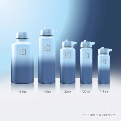 IRON °FLASK 40 oz Wide Mouth Water Bottle with Straw - color: Blue Waves, style: Straw - 40 Oz (1 Lid)