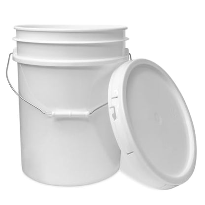 5 Gallon Bucket - Food Grade Bucket with Airtight Gasketed Tear Strip Lid, BPA-Free, Heavy-Duty 90 Mil HDPE Plastic Pail, Bulk Storage, Durable Container, Made in USA - White, 24 Packs - color: White, size: 24 Packs