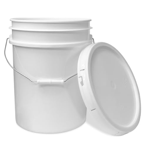 5 Gallon Bucket - Food Grade Bucket with Airtight Gasketed Tear Strip Lid, BPA-Free, Heavy-Duty 90 Mil HDPE Plastic Pail, Bulk Storage, Durable Container, Made in USA - White, 60 Packs - color: White, size: 60 Packs