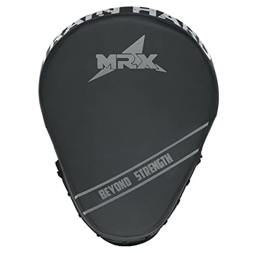 Punching Mitts MMA Muay Thai Boxing Pads, Gel Tech Leather Curved Focus Mitts, Training Hand Pads Sparring Martial Arts Karate Dojo Target Strike Shield - color: Black/Silver