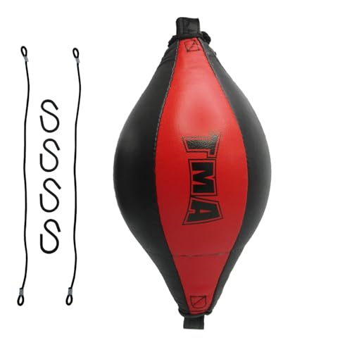 Original Leather Double End Dodge Speed Ball Boxing Floor to Ceiling Punching Bag MMA - color: Red