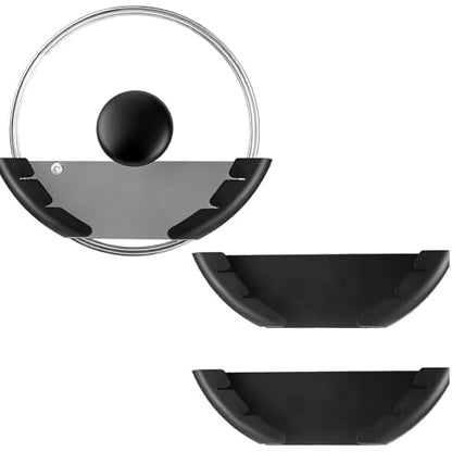 Universal Pot Lid Organizer, 2 Pack Inside Cabinet Door and Wall Mount Rack Holder for Kitchen, Fits Lids from 6 to 12 Inches (Black)