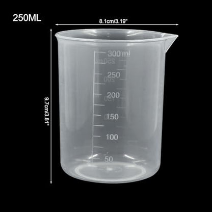 Bivethoi 3 Pack Plastic Beakers, Low Form Graduated Measuring Beakers 50ML Graduation Interval(Vol. 250ML) - size: 250-300ml