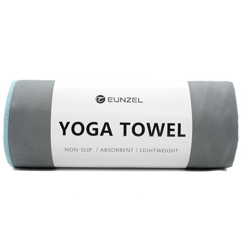 Eunzel Hot Yoga Mat Towel, Ultra-Absorbent Microfiber 72" x 26.5" - color: Gray/ Blue