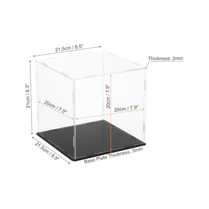uxcell Acrylic Clear Display Case for Collectibles Self-Assemble Display Boxes with Black Base Dustproof Countertop Storage Box for Collectibles Action Figures, 7.9 x 7.9 x 7.9 Inch - size: 7.9 x 7.9 x 7.9 Inch
