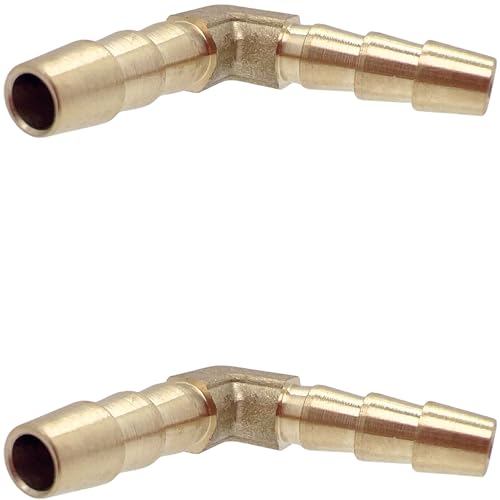 2PCS Brass 3/16" x 3/16" Hose Barb Fitting Barbed 90 Degree Elbow Connector L Right Angle Barbed Fitting by CX WONDERLAND - size: 3/16" Hose Barb