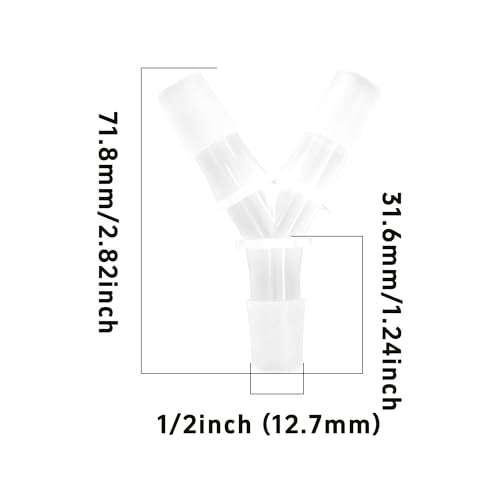 6Pcs 1/2" Hose Barb Fitting Equal Barbed, Transparent Y Shaped 3 Way Plastic Joint Splicer Mender Adapter Union for Air Line Tubing Pipe - size: 0.5 Inch