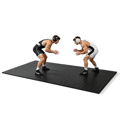 5'x10' Wrestling Mat, 1.2in Thick Roll-Up Jiu Jitsu Home Gym Mat - color: Black