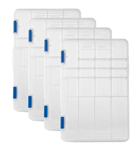 Medium Plastic Fishing Tackle Box Storage Organizer Box 3600 with Adjustable dividers Tackle Tray Parts Crafts Case 4 Pack