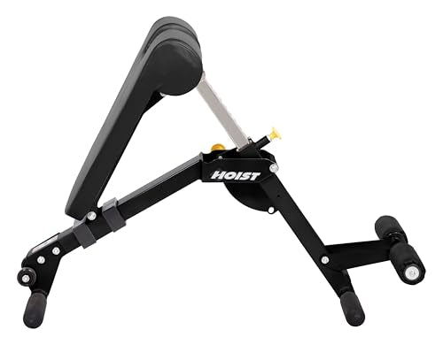 HOIST Fitness Dual Adjustable Decline Ab & Back Workout Bench w/ 11 Positions and Fast, Space-Saving Folding Design.