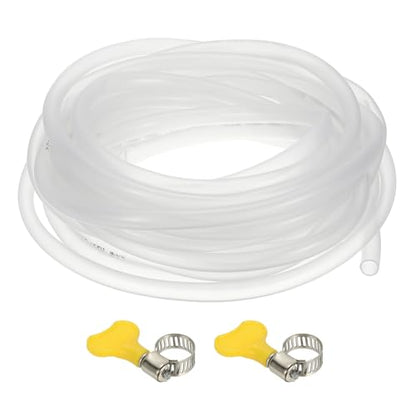 PATIKIL PVC Vinyl Tubing, 3/8"ID x 1/2"OD Flexible Clear Plastic Tube with 2 Hose Clamps, Hose Line Pipe for Multipurpose Industrial Vinyl Aquarium, 33FT - size: 3/8" ID 33FT