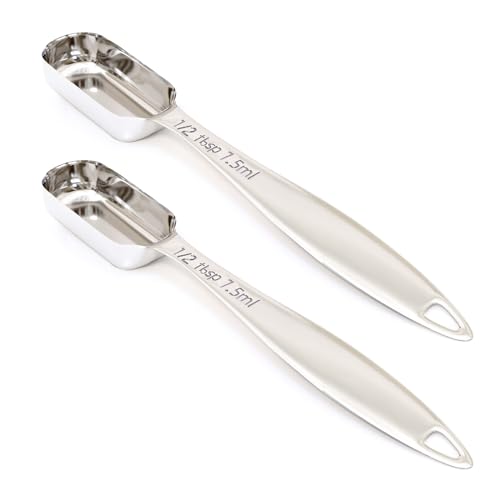 2PCS 1/2Tablespoon (1.5tsp, 7.5ml) Single Measuring Spoon, Individual Stainless Steel Long Handle Measure Teaspoon Only - size: 1/2tbsp|1.5tsp|7.5ml|1/4oz