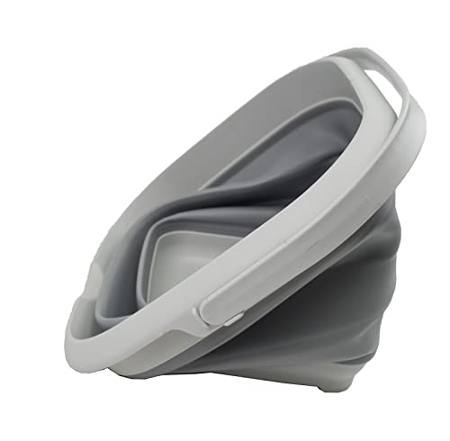 SAMMART 8.5L (2.2 Gallon) Collapsible Square Handy Bucket/Foldable SquareWater Pail/Portable Tub with Handle. Size 31cm (Square) (Grey (Set of 2)) - color: Grey (Set of 2)