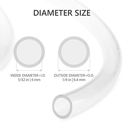0.16in - (5/32 ID, 1/4 Inch OD) 25ft Clear Vinyl Tubing, Flexible Hybrid PVC Tubing Hose, Lightweight Plastic Tube UV Chemical Resistant Vinyl Hose, BPA Free and Non Toxic (4mm ID*6.4mm OD) - size: ID 0.16 INCH, style: 25 Feet