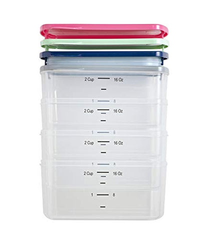 Fit & Fresh Small Plastic Containers With Lids 16 oz, Small Snack Containers With Lids For Adults and Kids, Reusable Leakproof Dressing and Condiment Containers With Two Attachable Ice Packs, 4PK, Light