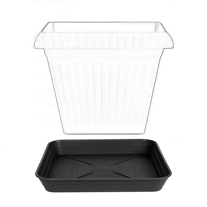 Square Plant Saucer Tray 8 inch 2 Pack, Heavy Duty Plastic Square Plant Saucers for Indoors Outdoor, Flower Planter Drip Trays for Pots, Seed Starting Tray