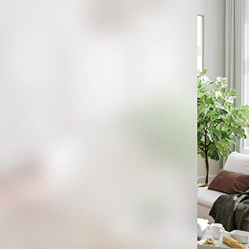 HIDBEA Frosted Window Privacy Film Heat Control UV Blocking, Static Cling Non-Adhesive Reusable Door coverings for Bathroom Home Office (Frosted 11.8 Inch x 6.5 Feet) - color: Frosted, size: 11.8 Inch x 6.5 Feet