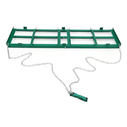 48”Lawn Leveling Rake & Driveway Drag Harrow - Heavy-Duty Tow-Behind Tool with 4FT Reinforced Chain - for ATV, UTV, Tractor, Mower - Gravel, Soil, Yard & Landscape Grading