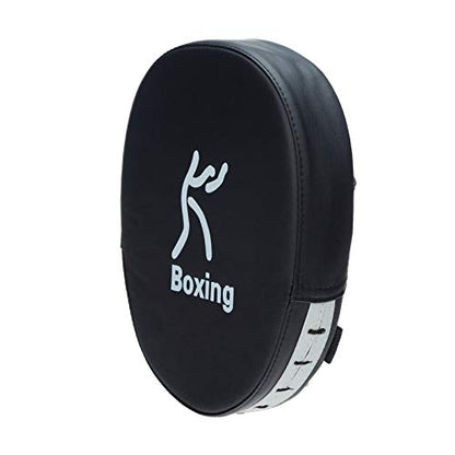 Boxing Punching Mitt,YIWENG Boxing Punching Mitt PU Leather Thick Foam Curved Focus Target Pad Kickboxing Muay Thai Karate Training Hand Pads, Black