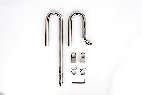 304 Stainless Steel Lily Pipes with Clamps for Rimless Glass Aquarium, Inflow and Outflow Set (Pipe Diameter 16mm) - size: ID/OD=14/16mm