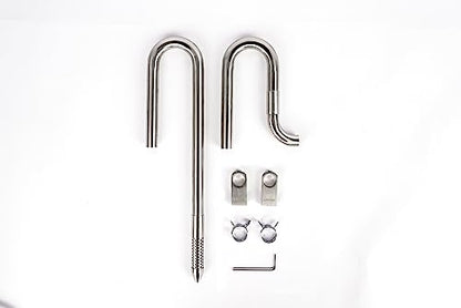 304 Stainless Steel Lily Pipes with Clamps for Rimless Glass Aquarium, Inflow and Outflow Set (Pipe Diameter 16mm) - size: ID/OD=14/16mm