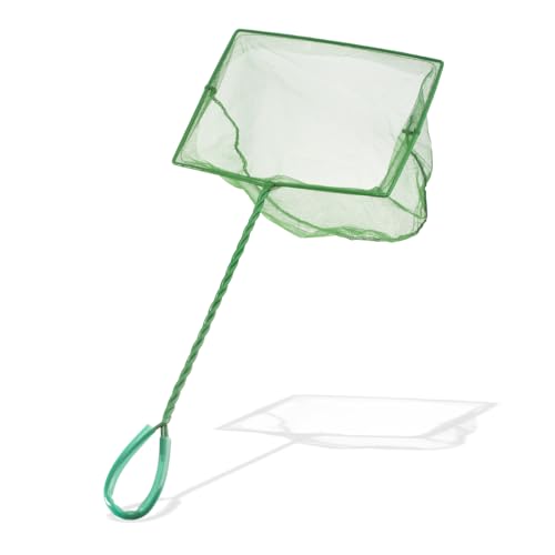 Aquarium Fish Net Small Betta Fish Tank Cleaning Net Sludge Food Residue Wastes Skimmer with Soft Fine Mesh and Braided Matal Handle for Small Ponds and Pools(9 inch) - size: 9 inch