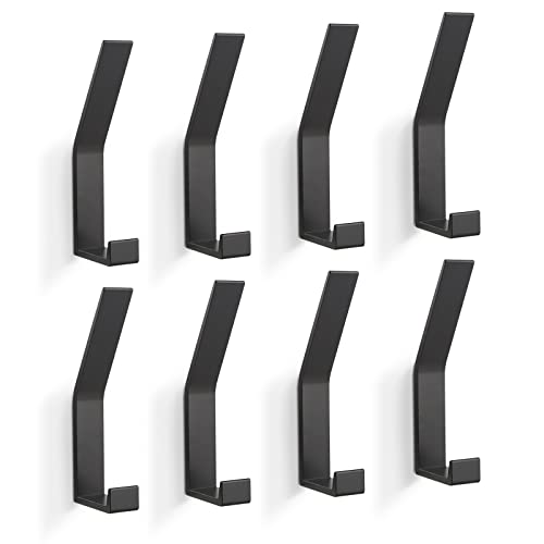 Coat Rack Hooks Wall Mounted, Black 8Packs, Bath Towel Rope Hooks for Kitchen, Door, Cabinet, Bathroom, Foyers, Hallways, and Bedrooms - color: Black, size: 8Packs