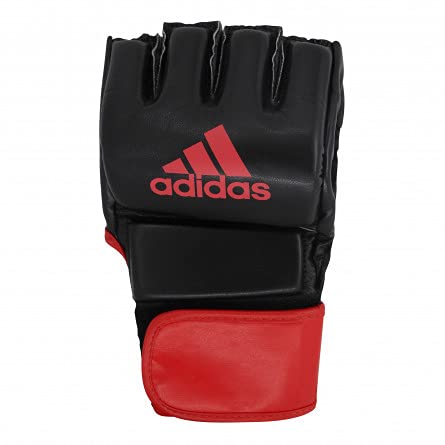 adidas MMA Grappling Hook & Loop MMA Training Gloves - for Men, Women, Unisex - Gloves with Open Palm for MMA, Boxing, Kickboxing, Training, & Fitness - color: Black/Chromium Red, size: Medium