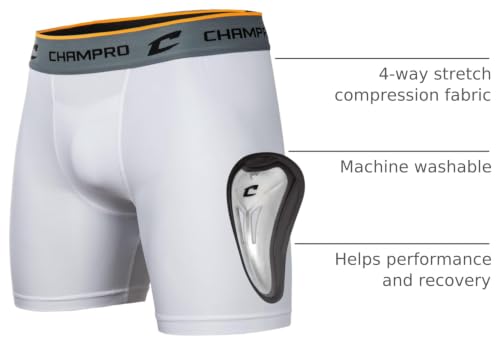 Champro Unisex Compression Boxer Shorts with Cup - size: Small