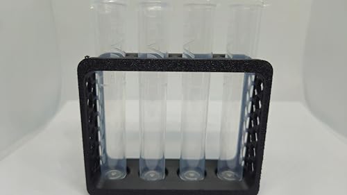 Aquatic Water Quality Testing Tube Holder with 4CT 10ml Test Tubes 5ml Markings - Plastic Durable Rack, 4 Tubes Variation (Black Rack w/ 4CT Testing Tubes)