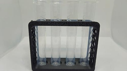Aquatic Water Quality Testing Tube Holder with 4CT 10ml Test Tubes 5ml Markings - Plastic Durable Rack, 4 Tubes Variation (Black Rack w/ 4CT Testing Tubes)
