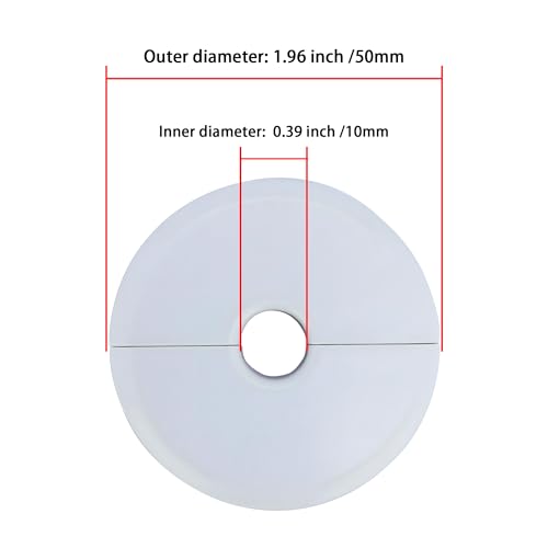 Wall Split Flange 1 Pc, ABS Self-Adhesive tape Round Escutcheon Plate Cover, Design for 0.39"/10mm Diameter Pipe, Water Pipe Decoration Escutcheon Plate, Wall Hole Decoration Cover, White