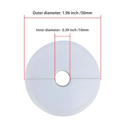 Wall Split Flange 1 Pc, ABS Self-Adhesive tape Round Escutcheon Plate Cover, Design for 0.39"/10mm Diameter Pipe, Water Pipe Decoration Escutcheon Plate, Wall Hole Decoration Cover, White