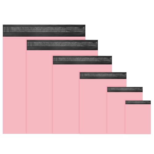 Outus 240 Pcs Poly Mailers Variety Size Pack Mailing Shipping Bags Assorted Sizes Shipping Envelopes Self Adhesive Waterproof and Tear Proof Packaging Bags for Clothing Book Gift(Pink,6 Sizes) - color: Pink, size: 6 Sizes
