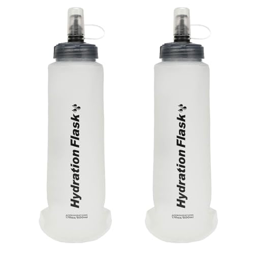 JEELAD Soft Folding Water Bottles, TPU Running Hydration Flask Ideal for Hiking Cycling Climbing - color: 01 White TPU-500ml - 2 Pcs