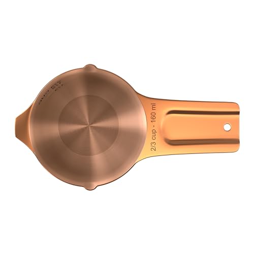 Color Up ⅔ Cup Measuring Cup (160 ml) – Premium Copper Stainless Steel, Accurate for Wet & Dry Ingredients, Embossed Markings, Easy-Pour Spouts, Dishwasher-Safe, Kitchen Essential - size: 2/3 Cup (160 ml) Copper