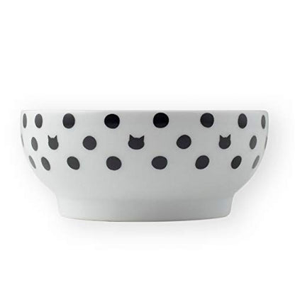 Necoichi Cat Food Bowl & Water Bowl - Shallow Wide Cute Cats Dish - Prevents Neck & Whisker Fatigue - Dishwasher & Microwave Safe - No Spill Ceramic Cat Bowl for Indoor Cats & Kittens (Dots Style) - color: Dots