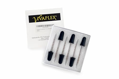 Vivaplex, 6, Graduated, 1 ml Glass Eye Droppers. Assorted Pack of Long and Short, Straight tip, Bent tip, and Round tip Calibrated Pipettes.