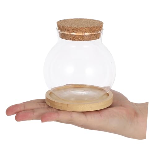 Luxshiny 2set Hydroponic Fish Bowls Glass Aquariums Cushion Cork Lid Stylish Terrarium Holders for Decoration Small for Betta Plants and Hydroponics