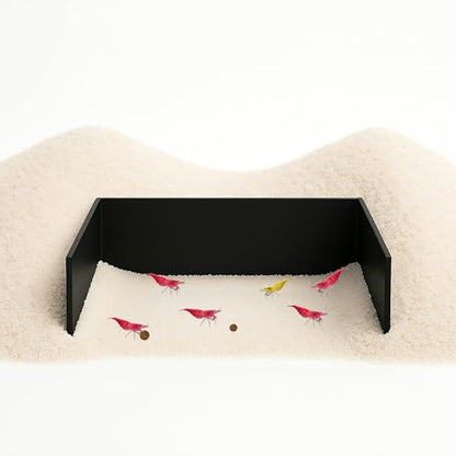 Aquarium Feeding Barrier - Substrate Retention Wall for Shrimp, Snail & Pleco | Bare Bottom Cove for Easy Feeding & Cleanup (Black)