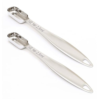 2PCS 1/2Teaspoon (2.5ml) Single Measuring Spoon, Individual Stainless Steel Long Handle Measure Tablespoon Only - size: 1/2tsp|1/6tbsp|2.5ml|0.08oz