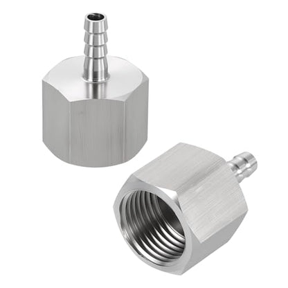 2 Pack Stainless Steel Hose Barb to NPT Male Adapter, 1/4" Barb x 1/2" NPT Female for Industrial, Automotive, Fluid Transfer, Home Gardening - size: 1/4" Barb To 1/2" NPT Female