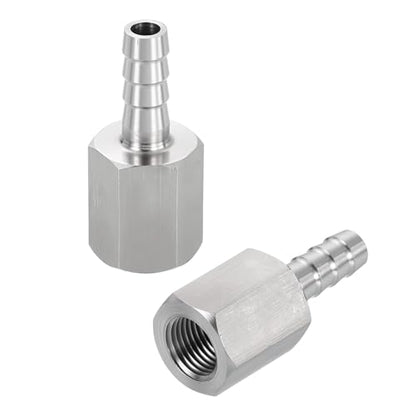 2 Pack Stainless Steel Hose Barb to NPT Male Adapter, 1/4" Barb x 1/8" NPT Female for Industrial, Automotive, Fluid Transfer, Home Gardening - size: 1/4" Barb To 1/8" NPT Female