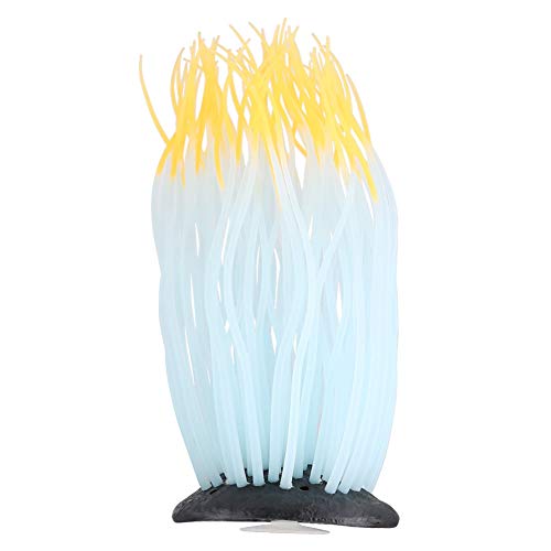 AYNEFY Simulation Artificial Silicone Sea Anemone Decor,Aquarium Luminous Ornament Fluorescent Sea Anemone Decoration for Fish Aquarium Landscaping Decor - color: Orange