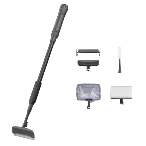 4IN1 Aquarium Cleaning Tools Long Handle Adjustable Length 18~24Inch Fish Tank Cleaner Kit Algae Scraper Scrubber Brushes Set