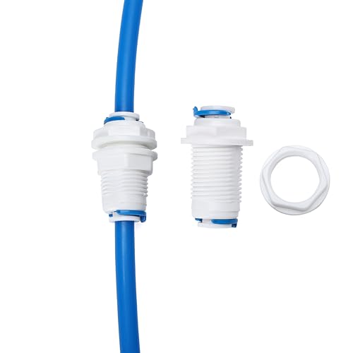 1/4" RO Water Tube Bulkhead Connector Push Quick Connect for RO Water Reverse Osmosis System (Pack of 12) (white)