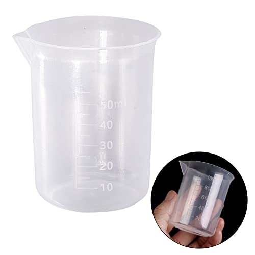 Waziaqoc 50ml/1.7oz Plastic Graduated Beaker (6 Pack), Transparent PP Measuring Cup Mixing Cup for Kitchen Lab - color: 6pcs, size: 50 ml