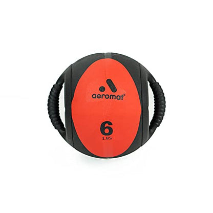 AEROMAT Dual Grip Power Medicine Balls for Abdominal Training and Rotational Movements - 9" Diameter - Weights Color-Coded - style: 6 lbs - Black/Red