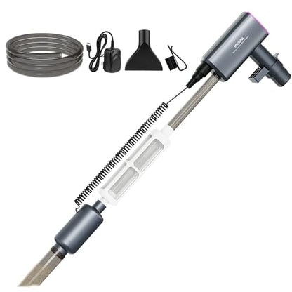 Cordless Aquarium Vacuum Gravel Cleaner: 6-in-1 Electric Fish Tank Cleaner, 36W Rechargeable & 650GPH Strong Suction Automatic Water Changer, Touch Control, Fits 5–150 Gallon Tanks