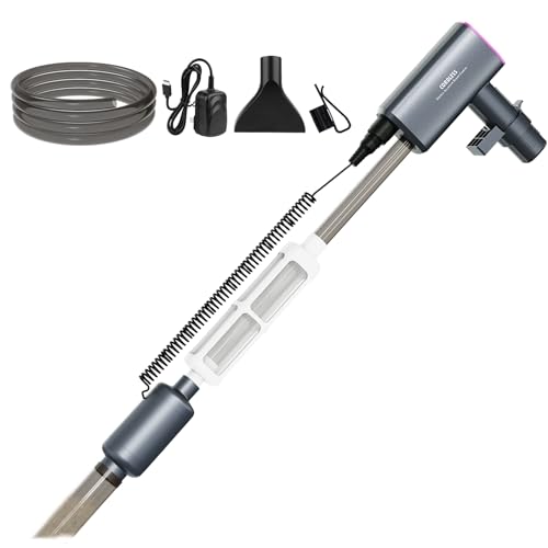 Cordless Aquarium Vacuum Gravel Cleaner: 6-in-1 Electric Fish Tank Cleaner, 36W Rechargeable & 650GPH Strong Suction Automatic Water Changer, Touch Control, Fits 5–150 Gallon Tanks